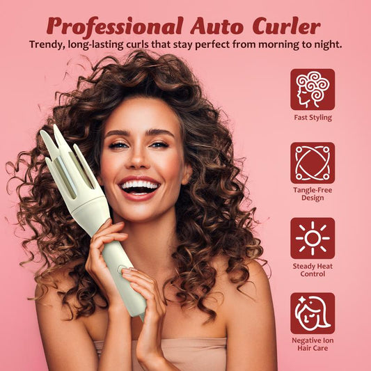 Automatic Hair Curler,Hair Automatic Curling Iron 1.25 Inch 3 Temperatures, 2-Way Rotation, Anti-Tangle, Anti-Scald, Automaticshut-Off, Christmas Anniversary Birthday Gifts for Women